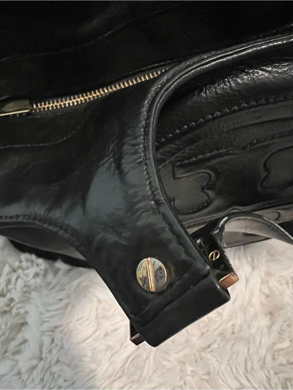 Tory Burch Bombe Leather Tote Bag in Black